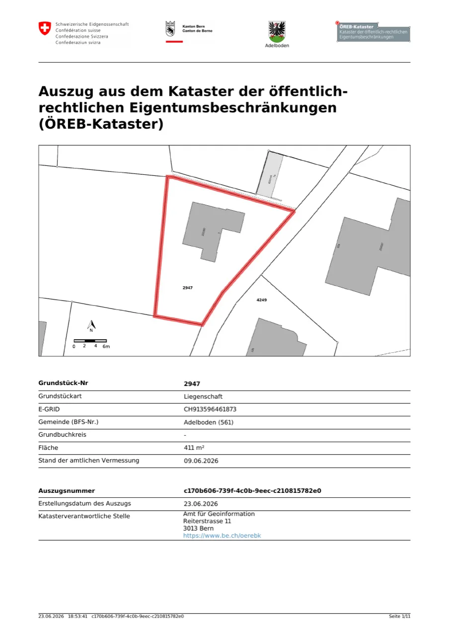 Vorschau des GIS-Auszugs mit Parzelle 2947
